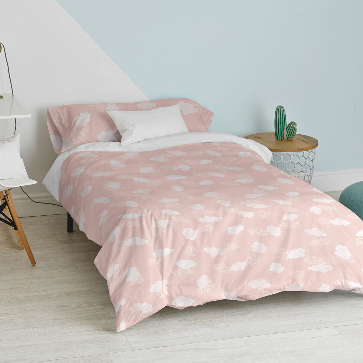 Set husă de pătură HappyFriday Basic Kids Roz Pat 105 2 Piese